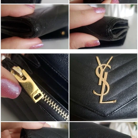 Yves Saint Laurent Black and Gold Chain Wallet - Picture 8 of 14